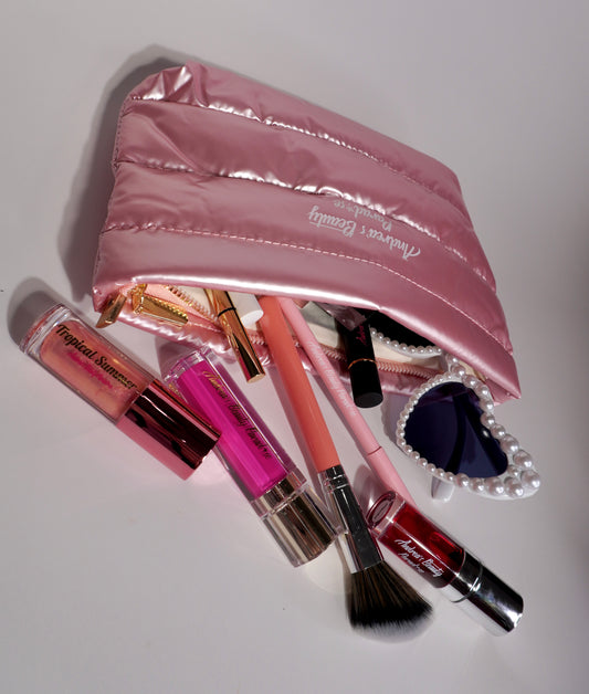Pink Puffer Makeup Bag