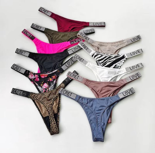 3-Pack Rhinestone Thongs