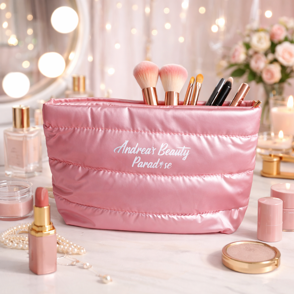 Pink Puffer Makeup Bag