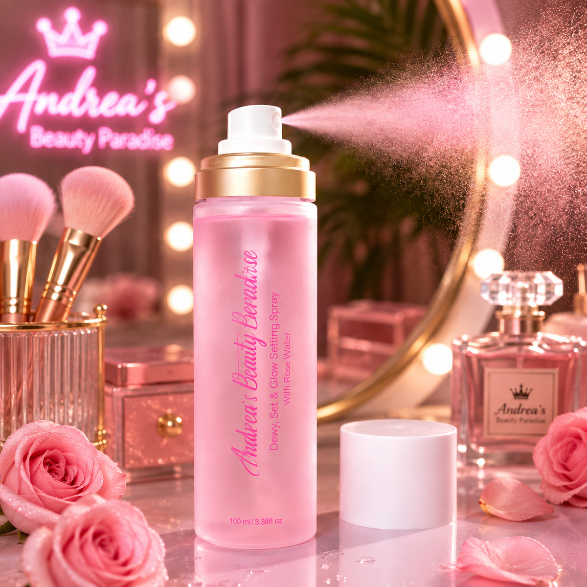 Dewy, Set & Glow Setting Spray infused with Rose Water Waterproof