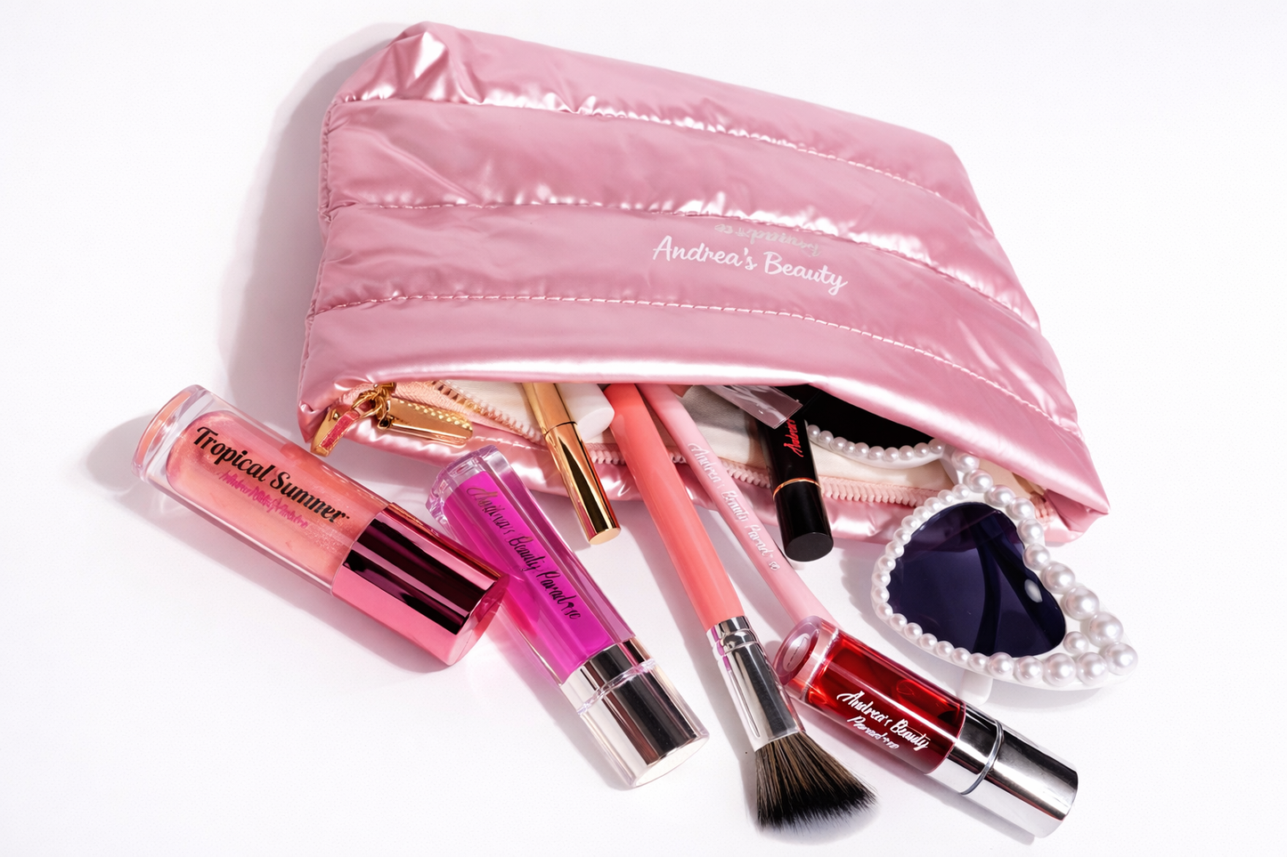 Pink Puffer Makeup Bag